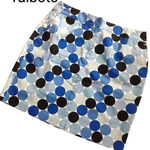 Womens white blue black sz 10p stretch circle pattern skirt nwotgs